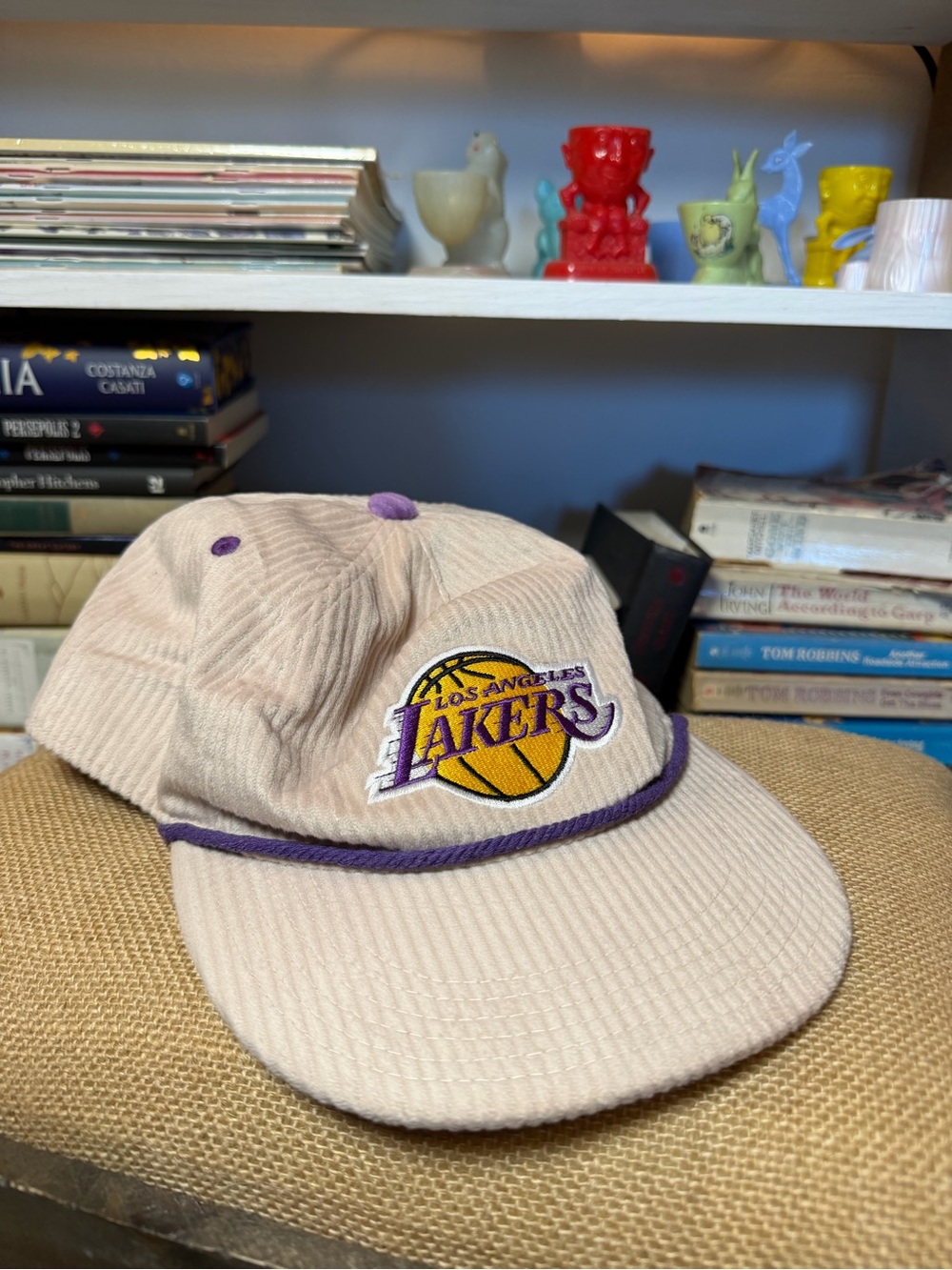 Lakers Corduroy Cap - Cream with Purple Trim